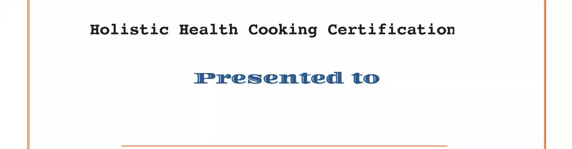 Holistic Health Cooking Certification
